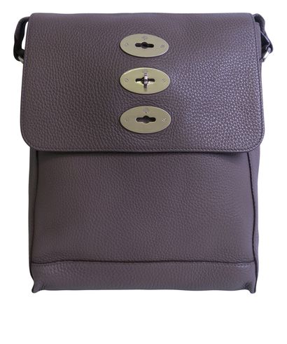 Slim Brynmore Messenger, &pound;375, Handbags, Grey, Leather, Front view